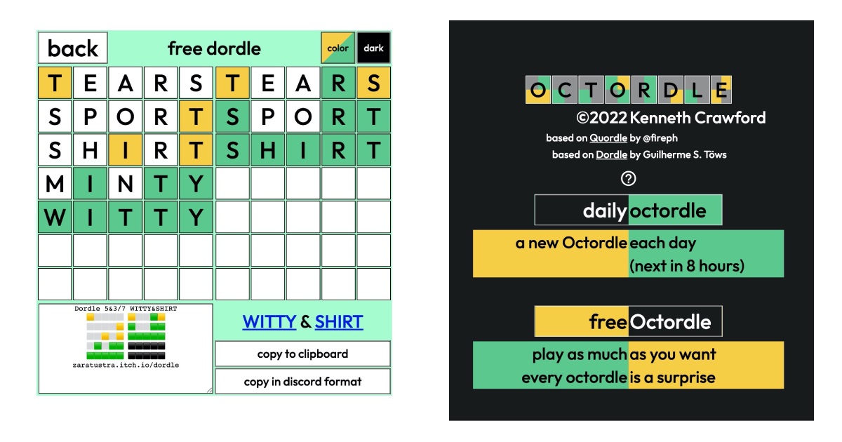 ‘Wordle’ variants for multitaskers ‘Dordle,’ ‘Quordle,’ ‘Octordle